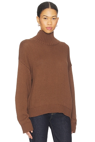 SNDYS Elm High Neck Knit Jumper in Brown. Size XXS. Also