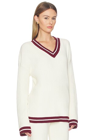 SNDYS Colton Varsity Knit Jumper in Cream