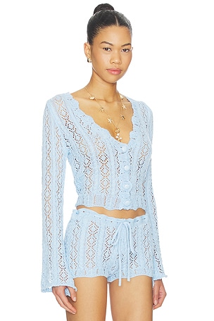SNDYS Crochet Cardigan in Baby Blue