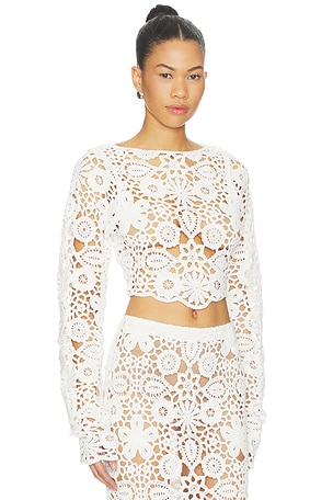 SNDYS Tala Crochet Top in White