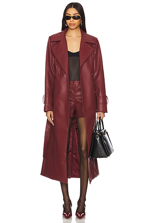 x REVOLVE Tyra Faux Leather Trenchcoat SNDYS