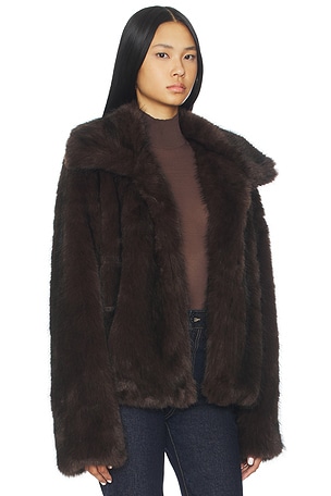 SNDYS Leila Faux Fur Jacket in Chocolate