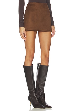 SNDYS Jacqui Faux Suede Mini Skirt in Brown