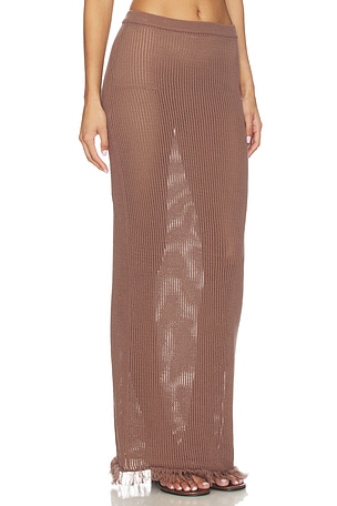 SNDYS Priya Crochet Maxi Skirt in Brown