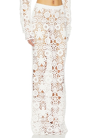 SNDYS Tala Crochet Maxi Skirt in White