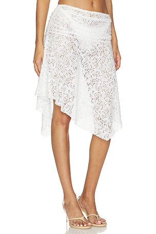SNDYS Lilu Lace Midi Skirt in White