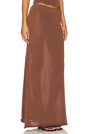 SNDYS Cali Maxi Skirt in Chocolate. Size XXS. Also