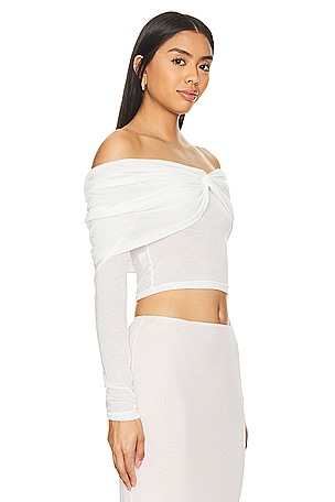 SNDYS Madrid Off Shoulder Top in White