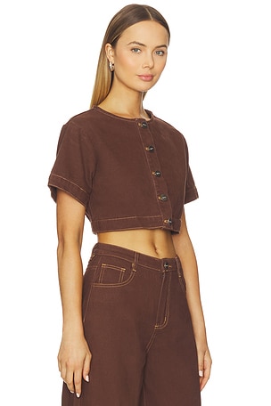 SNDYS Tilla Denim Top in Chocolate