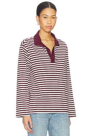 SNDYS Banks Polo Top in Burgundy,White
