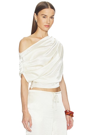 SNDYS Dove One Shoulder Top in Cream