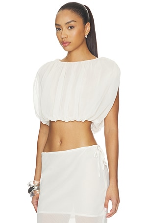 SNDYS Mara Gathered Top in White