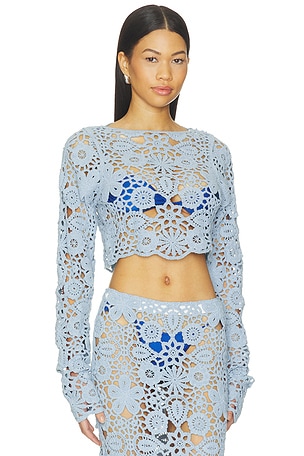 SNDYS Tala Crochet Top in Blue