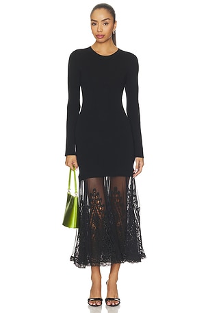 Vali Embroidered Mixed Media Maxi Dress Sea