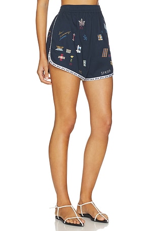 Sea Claira Embroidered Shorts in Navy