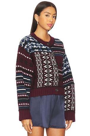 Sea Linea Fair Isle Cardigan in Burgundy