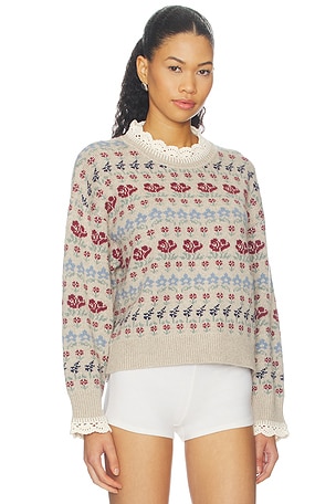 Sea Preston Knit Crew Neck Sweater in Beige