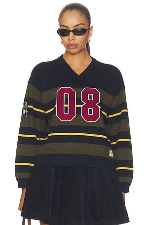 Mina Novelty Vneck Sweater Sea