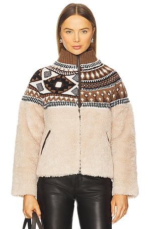 Linea Fair Isle Knit Combo Fleece Jacket Sea
