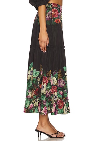Sea Viktoria Print Midi Skirt in Black. Size XXS. Also