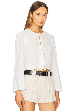 Sea Elke Soutache Long Sleeve Blouse in White. Size XXS. Also