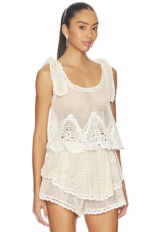 Sea Madelyn Crochet Tank in Cream