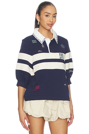 Sea Claira Embroidered Rugby Shirt in Navy