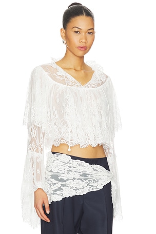 Sea Holden Embroidery Longesleeve Blouse in White