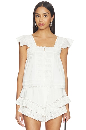 Eliza Solid Flutter Sleeveles Top Sea