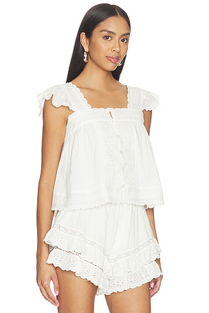 Sea Eliza Solid Flutter Sleeveles Top in White