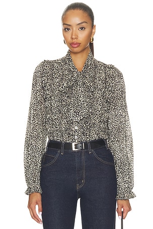Charlize Print Longsleeve Bow Top Sea