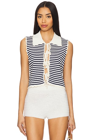 Addy Striped Knit Vest Sea