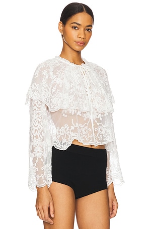 Sea Marja Embroidery Capelet Blouse in White