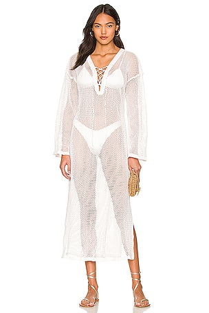 Seafolly Costa Bella Crochet Cover Up in White | REVOLVE