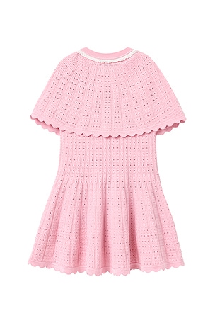 self-portrait Kids Knitted Cape Dress in Pink