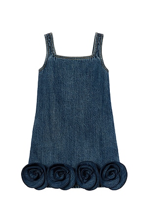 Kids Denim Flower Dress self-portrait