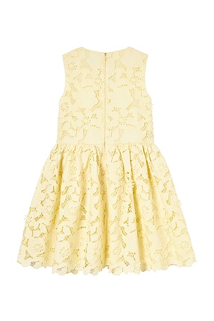 self-portrait Kids Sleeveless Lace Dress in Lemon