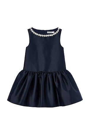 Kids Flower Scallop Taffeta Dress self-portrait