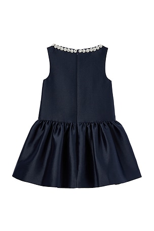 self-portrait Kids Flower Scallop Taffeta Dress in Navy