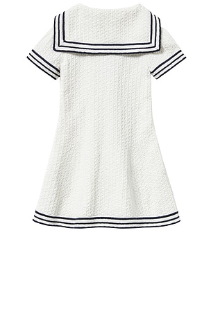 self-portrait Kids Textured Knit Dress in Cream