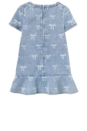 self-portrait Kids Bow Denim Dress in Blue
