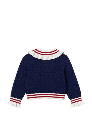 self-portrait Kids Textured Knit Cardigan in Navy