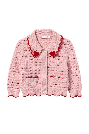 Kids Textured Heart Detail Cardigan self-portrait