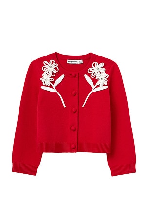 Kids Cotton Flower Trim Cardigan self-portrait