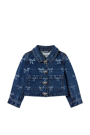 Kids Denim Bow Print Jacket self-portrait