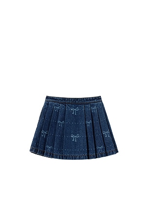 Kids Denim Bow Print Skirt self-portrait