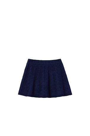 self-portrait Kids Textured Knit Skirt in Navy