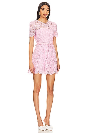 self-portrait Guipure Lace Mini Dress in Pink