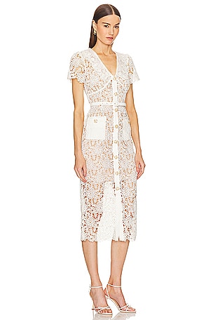 self-portrait Lace Midi Dress in Cream