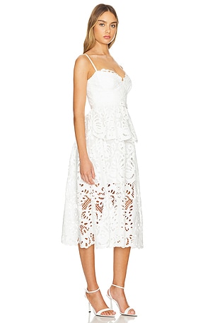 self-portrait Tiered Midi Dress in White